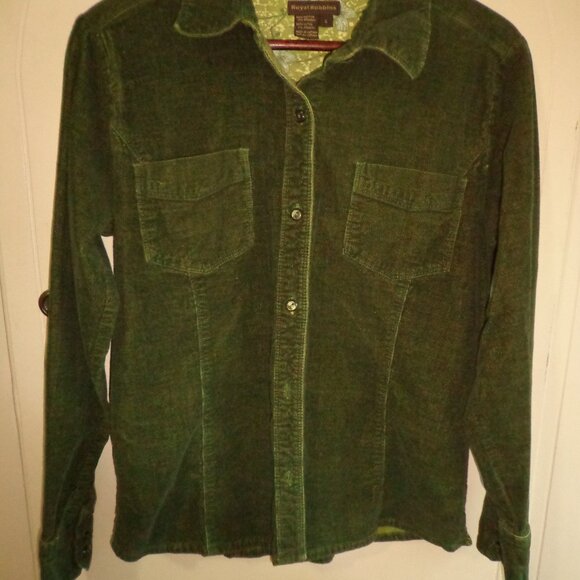 Royal Robbins Button Down Fine Wale Corduroy Shirt L Forest Green Pockets - Picture 1 of 11